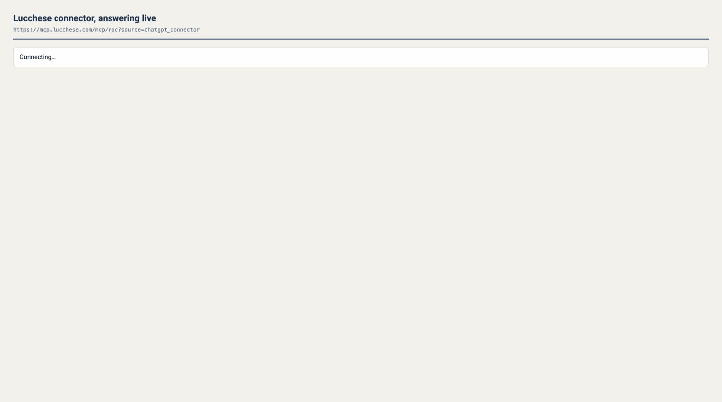The Lucchese MCP server answering four test cases in sequence